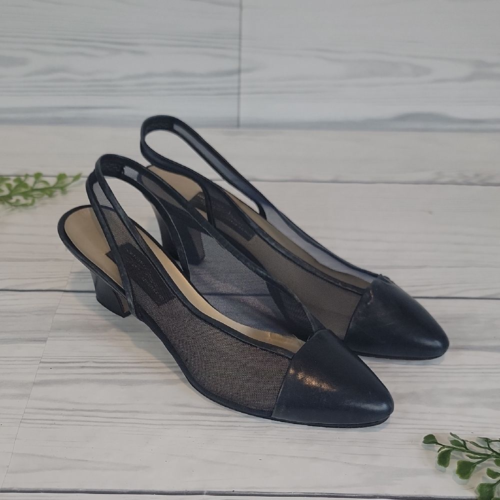 Sesto Meucci Vintage Slingback Pumps - Grey Mesh Italien Womens Size 7M